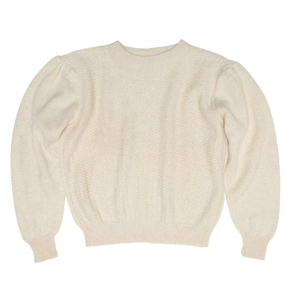 Sundazed (Austria) Virgin Wool Yarn Seed Stitch Bishop Sleeve Pullover : L